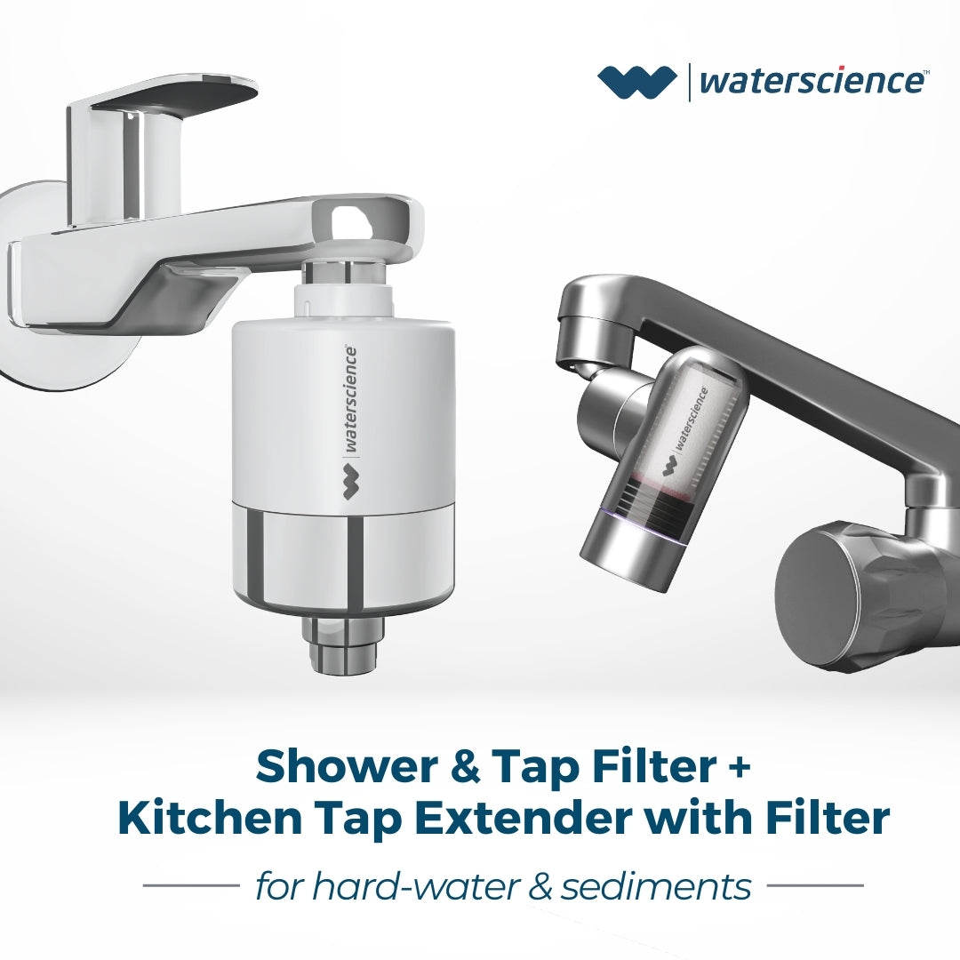 CLEO Tap Filter for Hard Water + KTF Kitchen Tap Extender with Sediment and Dust Filter