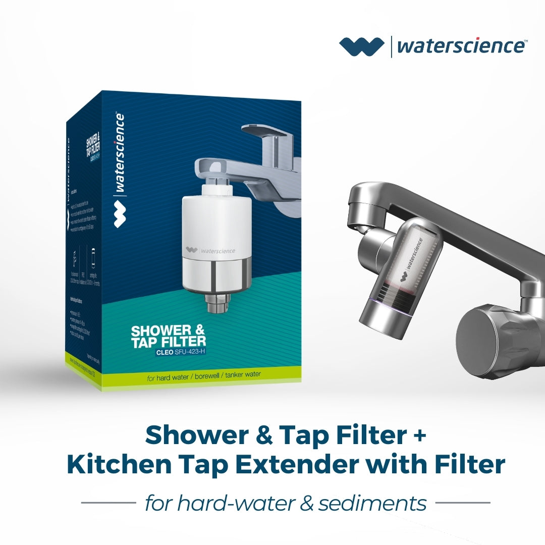 CLEO Tap Filter for Hard Water + KTF Kitchen Tap Extender with Sediment and Dust Filter